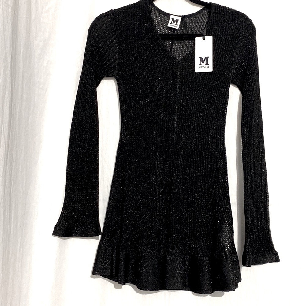 MISSONI Metallic Pointelle-Knit Mini Dress